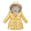 Winter Shiny Jacket For Girls Hooded Warm Children Girls Winter Jacket 3-10 Year Children Teenager Cotton Parka Outerwear J220718