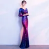 woman party night Sequined V-Neck Floor-Length evening dresses long prom dresses 276S