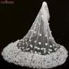 Bruidssluiers v126 Wedding Veil met blusher zachte tule 2 -laag kathedraal lengte bruid 5m bloemen kam veu debridal