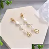Brincos de lustres de candelabro de jóias Hongye Women Women Women Natural Freshwater Pearls Gold/Sier Color Lon Dh6js