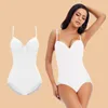 Underwire 화이트 바디 수트 여성 Shapers 스트레치 솔리드 컬러 실키 속옷 바디 수트 Shapewear 220813