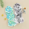 Kledingsets Zomer Baby Set Boys Tie-Dye Print Mouwloos capuchon Vest met elastische taille shorts peuter outfit wasplicht