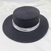 Wide Brim Hats Fashion British Style Sun Straw For Women Flat Top Beach Summer Hat Ladies Outdoor Vocation Caps Scot22