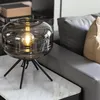 テーブルランプポストモダンデザインランプベッドルームベッドサイドスタディライトノルディックパーソナリティグレーガラスランプシェードアート装飾LEDデスクランプ可能