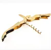 Golden Color Wine Corkscrew Stainless Steel Bottle Opener Knife Pull Tap Double Hinged Corkscrew Gifts SN6566