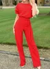 女性サマージャンプスーツ半袖ジャンプスーツロングワイドレッグパンツハイウエストカジュアルボディスーツプラスサイズオーバーオールルーズ220714