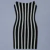 Casual Dresses DEIVE TEGER Tready Strapless Off The Shoulder Striped Black And White Club Party Bandage Bodycon Mini Dress Womens 239R
