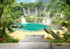 Dostosuj salon Tapeta do sypialni do ścian Waterfall Lake Scenerie 3D Tła Tapetka Tapety Domowe Ściana Dokonanie