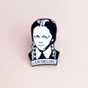 Girl black and white very fierce expression quotI AM SMILINGquot special cartoon brooch creative lapels denim coat badge gift 5279169
