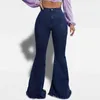 Nieuwe Hoge Taille Vrouwen Jeans Sexy Uitlopende Broek Vintage Denim Blauw Bell Bottom Moeders Werk L220726