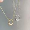 Pendant Necklaces Sterling Round Golden Silver Necklace Hollow Circle Water Drop Simple Geometric Jewelry Woman Got Engaged Mom Birthday Gif