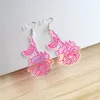 Bengelen kroonluchter rozen vrouwen drop oorbellen trendy sieraden mode -accessoires printen roze irisatie acrylicdangle kirs22