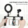Tripods 4 In 1 Vlogging Live Broadcast Ring LED Selfie Light Phone Video Rig Handle Stabilizer Bracket Kits