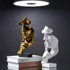 Home Decoration Accessories Silence Is Gold Statues for Decoration Human Face Statue Abstract Sculpture African Decor Home T200624