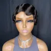 Brésilien Court Pixie Cut Perruque Perruques De Cheveux Humains Vraiment Mignon Doigt Vagues Coiffures pour Les Femmes Noires Full Machine Made Perruques