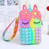 Moda Push Bubble Pop It Grande Bolsa de Unicórnio Bolsa Chave Bolsa Bolsa Adulto Crianças Sensory Brinquedos Crossbody Bag Squeeze Brinquedo Para Crianças