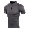 Rashguard Sporting Fitness Shirt Compression Running Zipper Extensible T-shirts Bodybuilding Gym À Manches Courtes Basketball Chemises 220629