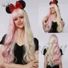 Domestic silk simulation head belt bangs Yin Yang long curly hair outdoor wig set 220527