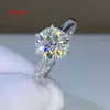 Smyoue D Color 3 Carat Solitaiare Moissanite Engagement for Women Sparkling Lab Grown Diamond Band Ring 925 Silver Jewelry