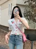 Women's Blouses & Shirts White Embroidery Cherry Sweet Hollow Out Short Sleeved Summer Style Top Fashion 2022 Vintage Clothes For WomenWomen