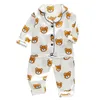 Pigiama in raso di seta per bambini Pigiama Set Baby Sleepwear Pigiama Pigiama Suit Ragazzi Ragazze Sleep Two Piece Set Kids Loungewear 220706