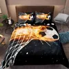 Fotbollsängar Set Printing Pudow Case Quilt Cover Soccert Däcke Covers S Home Textiles Queen King Size Bed