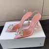 Amina Muaddi Ma'am Begum Crystal-EmbellishedPVC Pumps Shoap Lap High Heels Women's Luxury Designers Dress Shoe Evening Slingback Strap Sandals Crystal Shoes