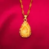 Pendant Necklaces Real 24K Yellow Gold Plated For Women Necklace Water Wave Chain Peaceful Love Wedding Fine Jewelry GiftPendant