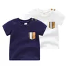 0-24M été bébé T-Shirt manches courtes pour nourrissons garçons filles enfant en bas âge bébé vêtements rayure poche enfants décontracté hauts t-shirts chemise enfants vêtements