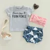 Kleding Sets Fashion Summer Toddler baby Baby Girl Boy Deskleding 3pcs Letter Short Sleeve T Shirts Animal Print Shorts Hoofdband Outfitsclot