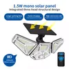 Lampada da parete con sensore di movimento esterno solare a 3 teste IP65 Luci di sicurezza anti-inondazione integrate impermeabili 6500K con telecomando