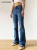 BiaoSheng Ausgestellte Jeans Frau Hohe Taille Denim Hosen Für Weibliche Blau Elastische Dünne Mode Klassische Oversize Breite Bein Hosen T220728