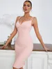 Повседневные платья Женщины Summer Sexy Designer Pink Bangage платье 2022 Элегантная знаменитая шикарная мини -кузовная вечеринка vestidoscasual