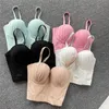 Prodotto primavera-estate Donna Tinta unita lavorato a maglia Reggiseni pieghettati Canotta Ragazze Eleganza Stretch Canotte corte Y1148 220325