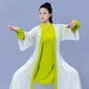 Ropa étnica verde tai chi atuendo de uniforme de wushu disfraz de actuación guerrera china artes marciales taichi rocios matutinos ta2294