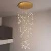 Lampes de lustre LED de conception moderne pour salon salle à manger Loft hôtel Villa hall escalier haut plafond suspension lampe boule de verre G9 lumière