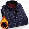 Men's Casual Shirts Winter Mens Fashion Warm Long Sleeve Plaid Shirt Thick Fleece Lined Soft Flannel Dress Plus Size 5XLMen's