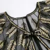 Retro 1920s Beaded Wrap Sequin Shawl Vintage Flapper Evening Cape Sheer Mesh Embroidery Leaf Women Bolero Party Accessories