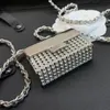 7A Top Senhoras Corrente de Jóias Pequeno Designer Marca Mini Decoração de Metal Batom Conjunto de Diamantes Messenger Crossbody Bag Clássico Moda Retro Caixa de Presente