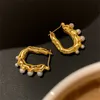 Franska retro U-formad metallpärlstång örhängen kvinnors sommarnisch modedesign avancerad personlighet temperament smycken smycken