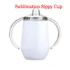 Sublimatie sippy cup ei mok peuter tumbler 2-functie 9oz 260 ml 304 roestvrij staal geïsoleerde vacuüm dubbele wandwater melk thermoschass glazen fles