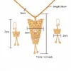 Ensemble de bijoux pour femmes papillon Sahped pendentif chaîne + boucle d'oreille 18K arabie éthiopienne indien dubaï fête de mariage africain cadeau de mariée