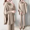 Women's Two Piece Pants Set Knitted Pullover Sweater Tracksuit Women High Waist Knit Wide Leg Suit Autumn Winter Clothes X82