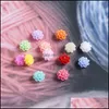 Charms Jewelry Findings Components 200Pcs Mini Resin Flower Cabochon 6Mm Mticolor Chrysanthemum Daisy Flat Back Charm For Diy Scrapbook Dr