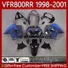 Honda Interceptor 용 페어링 키트 VFR800RR VFR 800RR 800 CC RR VFR800 98 99 00 01 BODY 128NO.40 800CC VFR-800 RR 1998 1999 2000 2001 VFR800R 98-01 Bodywork Blue Flames