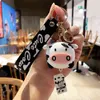 1 pièces nouveau créatif Silicone animaux vaches porte-clés personnalité dessin animé mignon voiture porte-clés anneau sac pendentif cadeau de noël AA220318