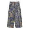 Men's Wide Leg Pants Streetwear Casual Pant national male print color Clothing cotton linen Summer breathable Trousers