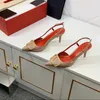 Designer Women Sandals Arrow Thin Heels Leather Fashion Wedding Party Metal Color One Line Baotou High Heels