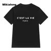 Kadın T-Shirt T Gömlek Pamuk Kadın 2022 Yaz Kısa Kollu Poleras Mujer Üst Tee Femme Paris Baskılı Tişörtleri