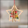 Christmas Decorations Festive Party Supplies Home Garden Tree Ornament Wooden Snowflake Hanging Pendants Xmas Decoration Dhtxw